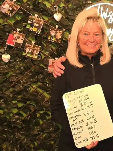 A woman at the Willerby club shows off her assessment board