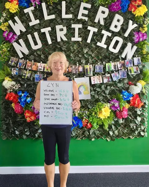 A woman at the Willerby club shows off her assessment board